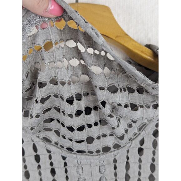 Ali Miles 2 pc Tank and Mesh Long Sleeve Top Large Grey Artsy Art To Wear - Picture 5 of 8